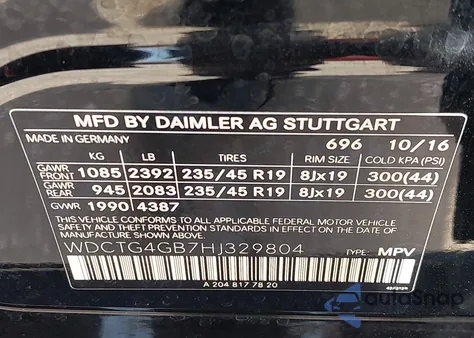 2017 Mercedes-Benz Gla 250 4Matic z USA, uszkodzony, nr VIN WDCTG4GB7HJ329804